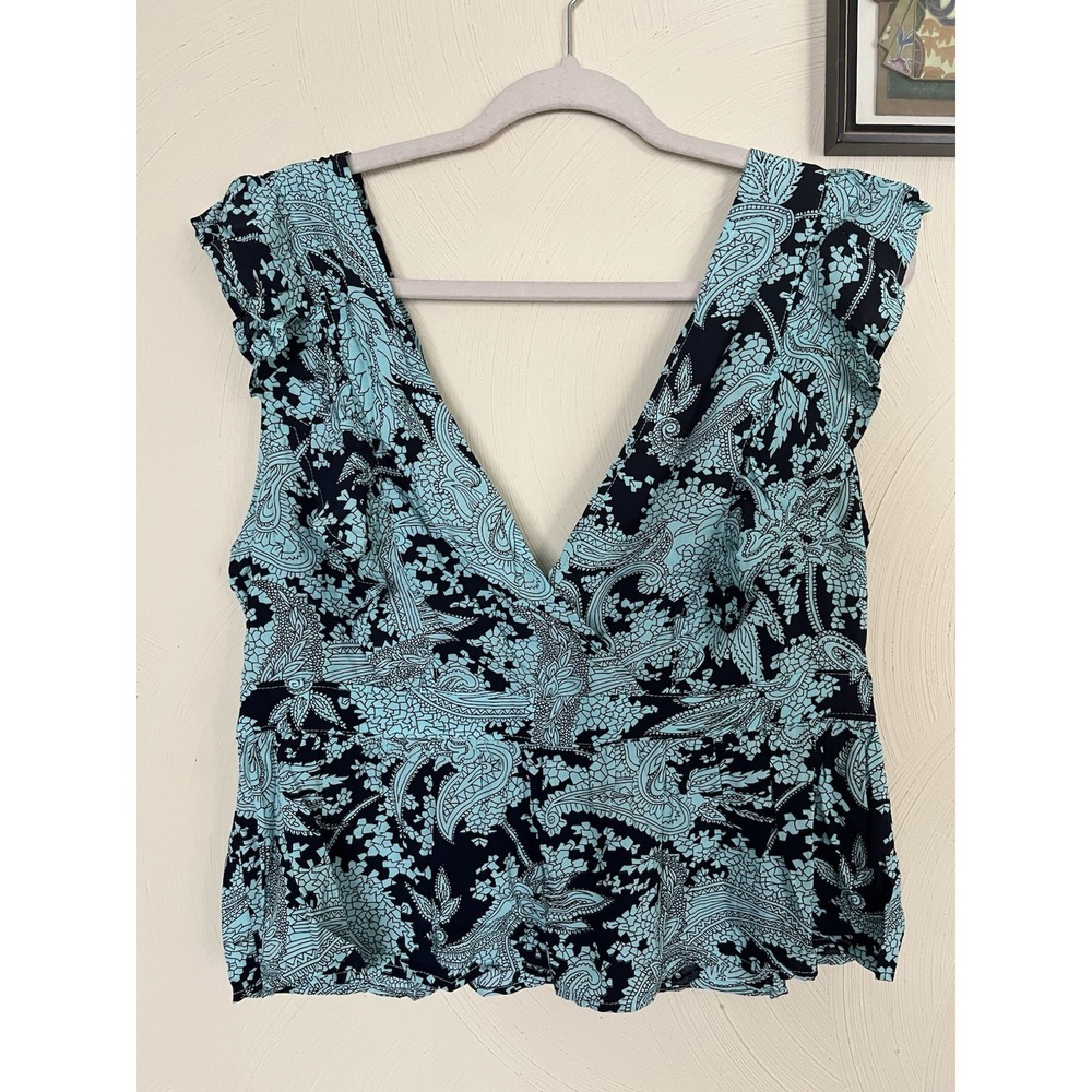 New! Code X Mode Size Large Teal Blue Paisley Sleeveless Top Blouse